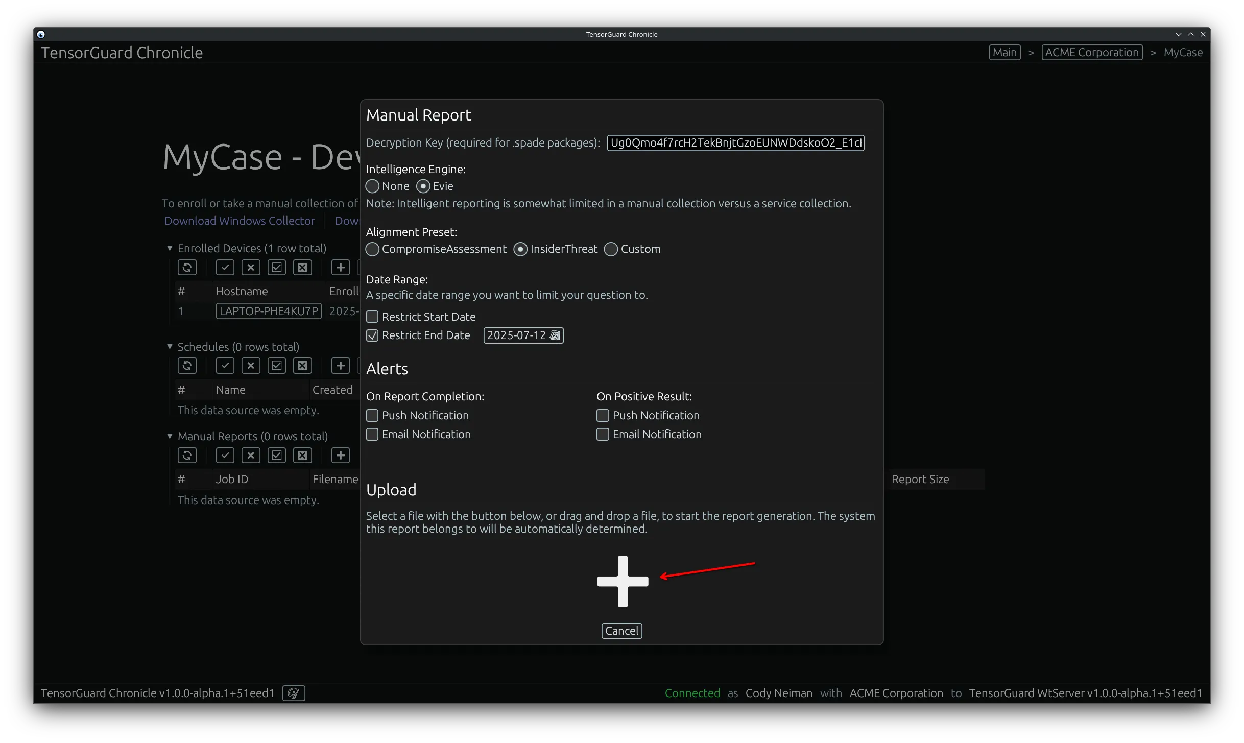 TensorGuard Case Menu - New Manual File Select